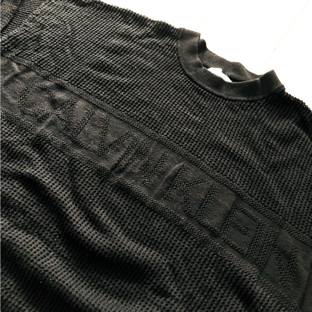 Calvin Klein Cotton Viscose Logo Light Sweater in Balck Size XL